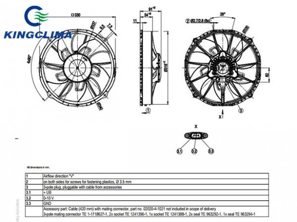 KingClima Condenser Fan for EBM W1G300-EC24-04-AF01