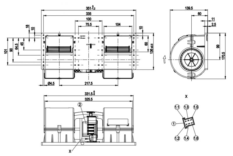 KingClima Condenser Fan for EBM K3G097-AK34-65G02
