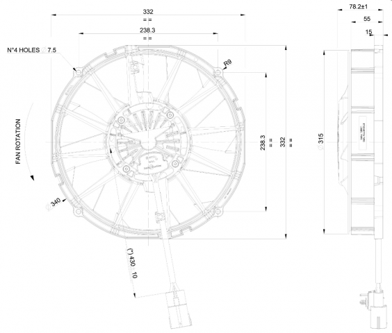 KingClima Condenser Fan for Spal VA113-BBL504-94A